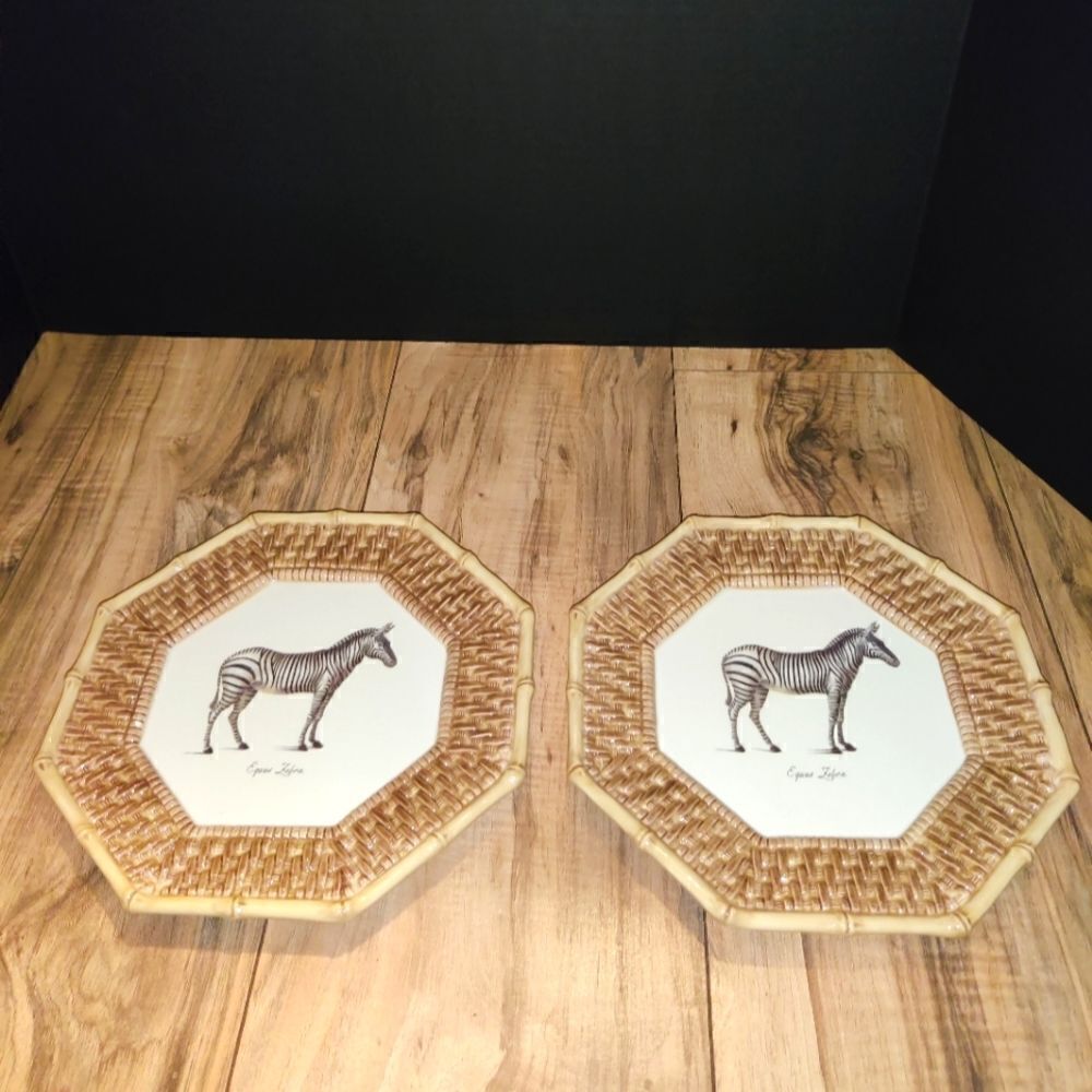 Raymond Waites Empire Equus Zebra Plate 9'in Set Of 2